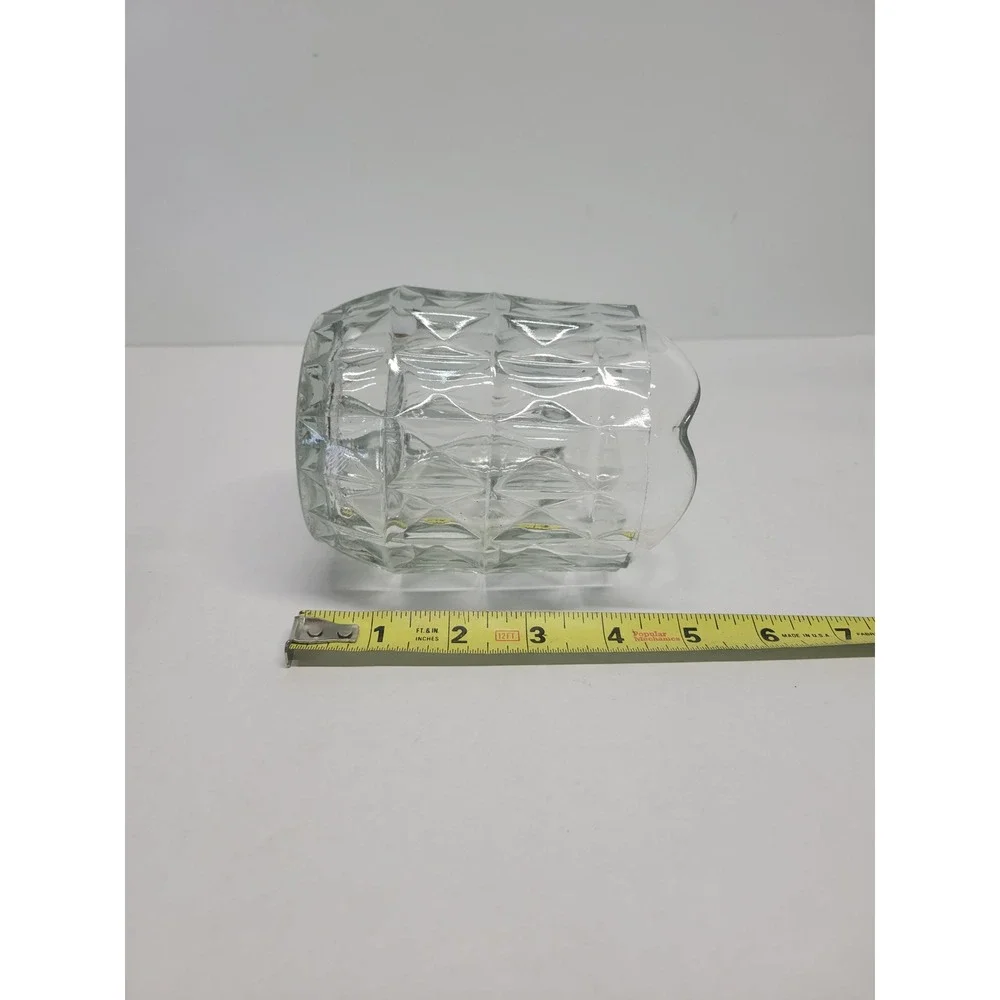 Vtg Clear Pressed Glass juice Pitcher Diamond Point Geometric Pattern 5‎ in